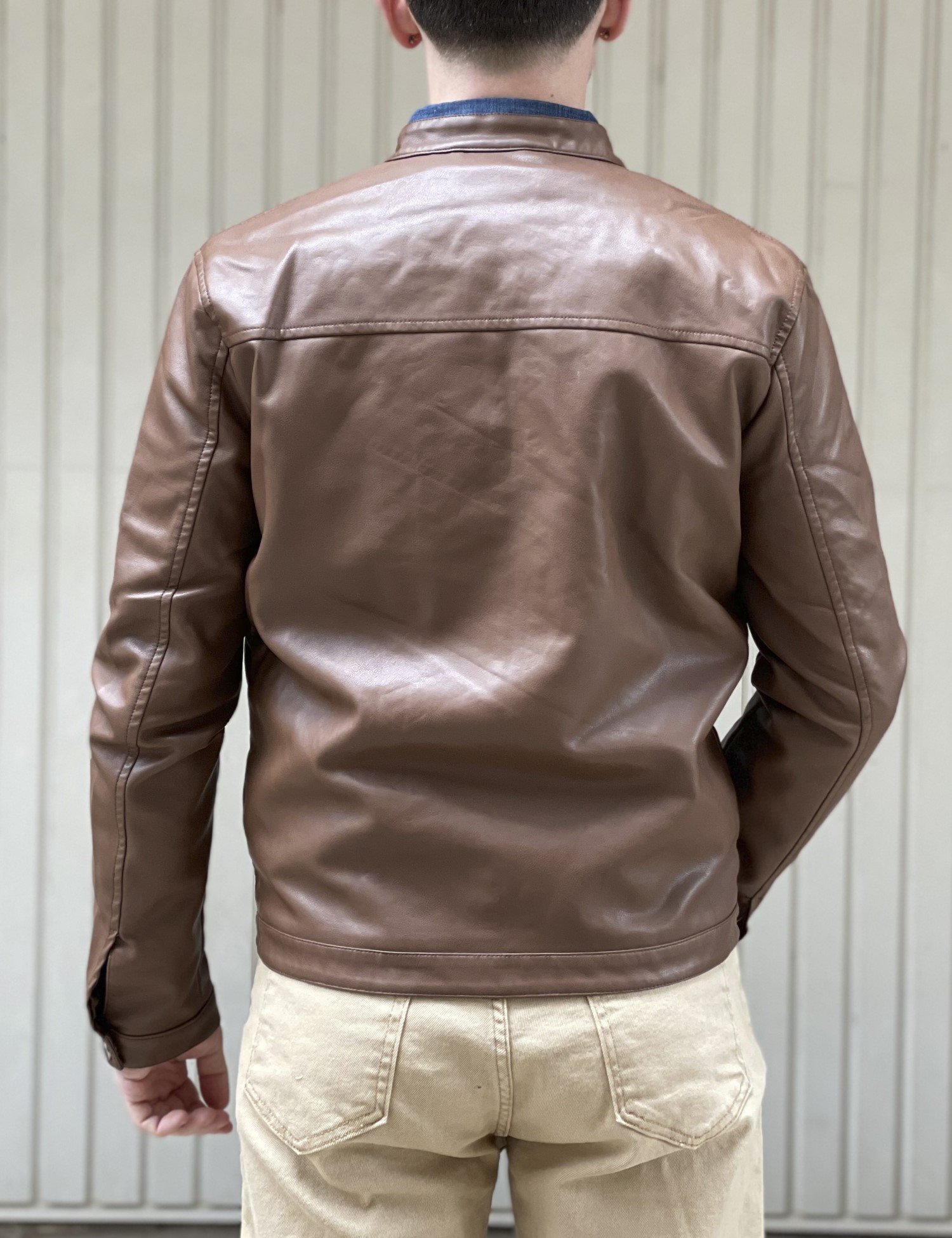 Bread and Buttons ανδρικό ταμπά Jacket από δερματίνη με μάο γιακά G12317T φωτογραφία